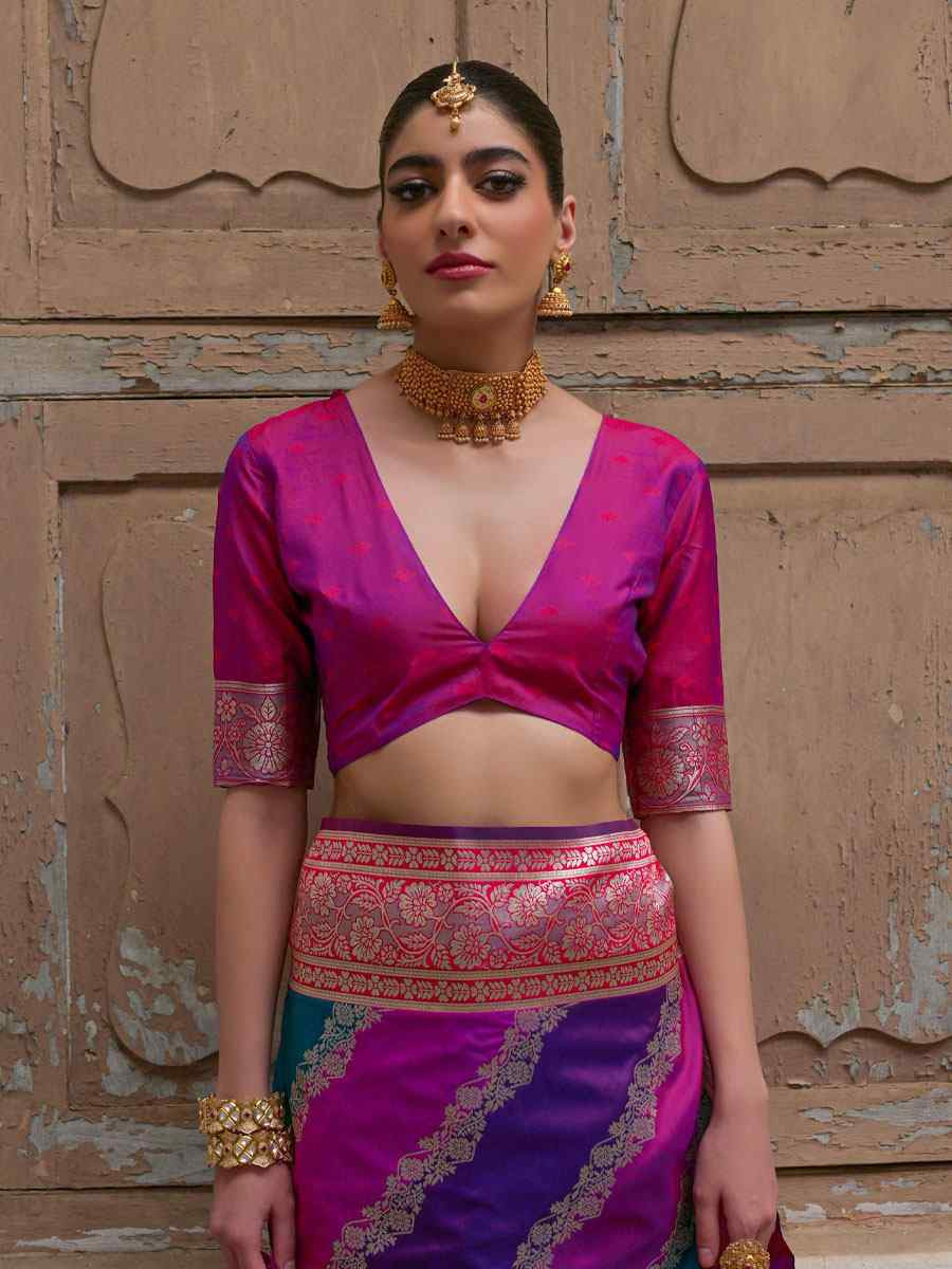 Multi Soft Banarasi Silk Handwoven Casual Reception Festival Wedding Fancy Heavy Border Saree