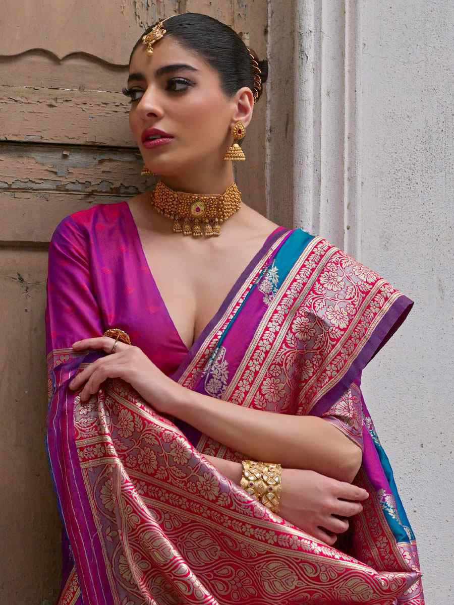 Multi Soft Banarasi Silk Handwoven Casual Reception Festival Wedding Fancy Heavy Border Saree