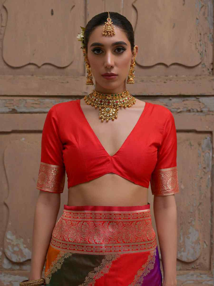 Multi Soft Banarasi Silk Handwoven Casual Reception Festival Wedding Fancy Heavy Border Saree