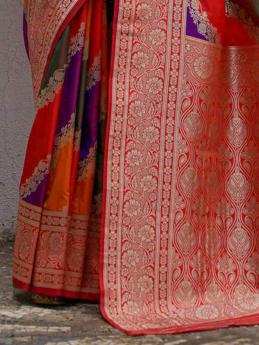 Multi Soft Banarasi Silk Handwoven Casual Reception Festival Wedding Fancy Heavy Border Saree