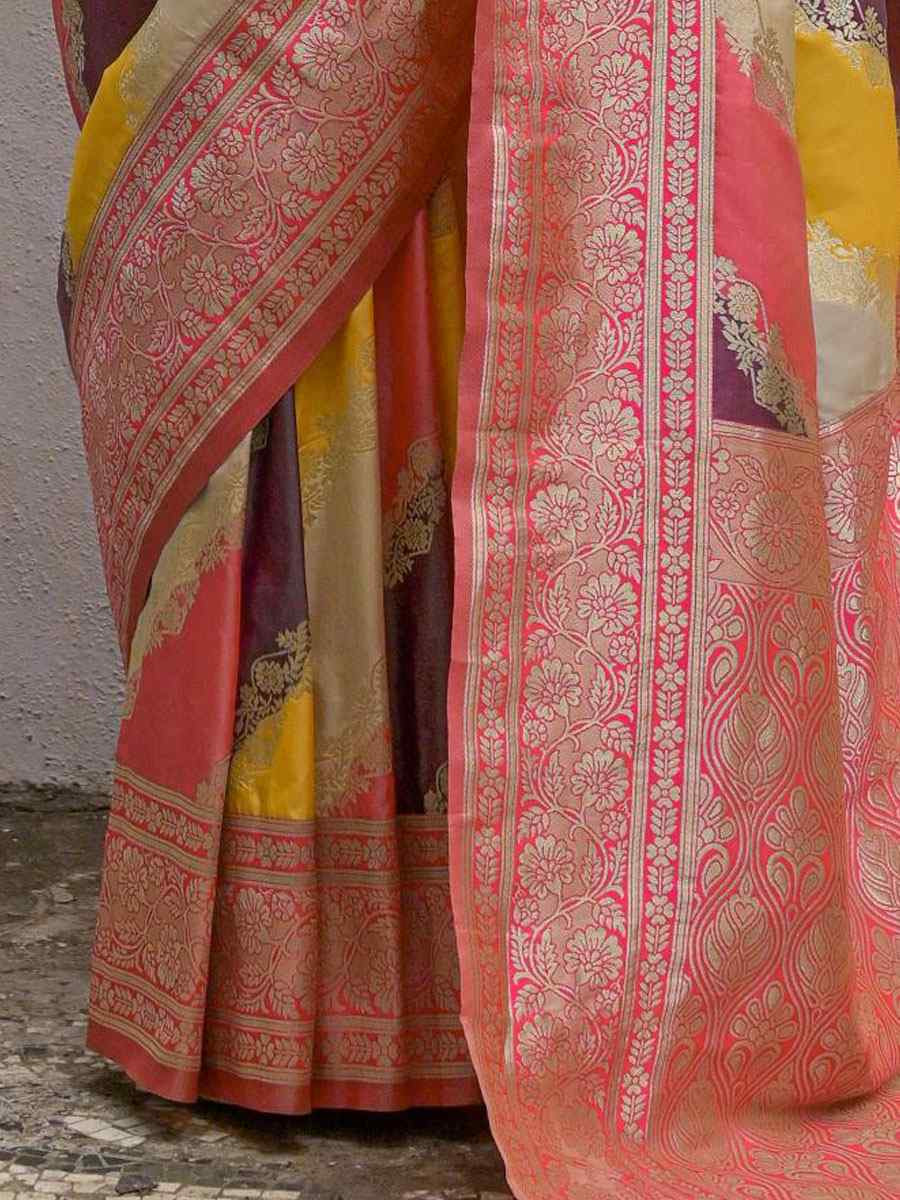 Multi Soft Banarasi Silk Handwoven Casual Reception Festival Wedding Fancy Heavy Border Saree
