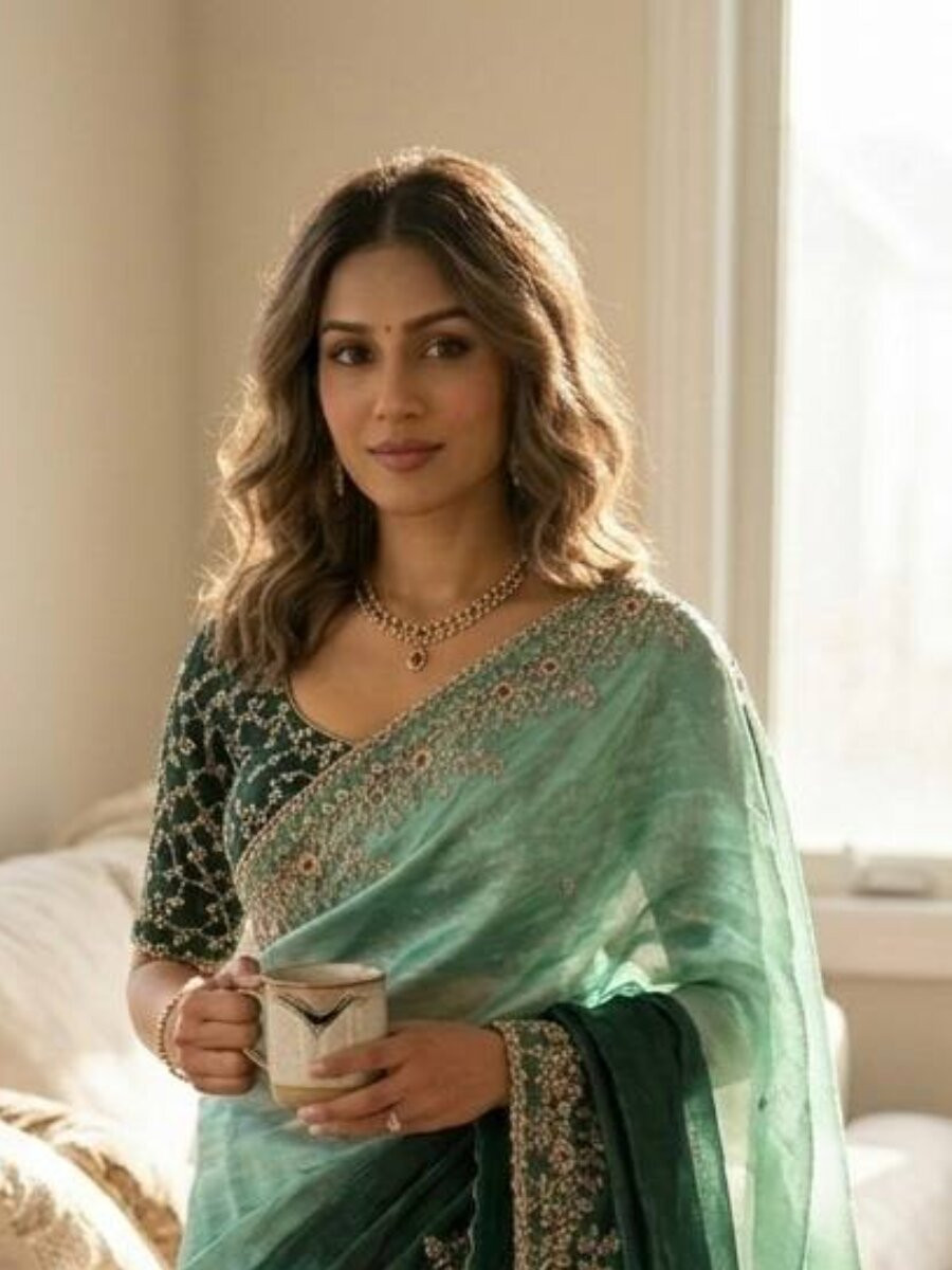 Multi Soft Frendy Chiffon Embroidery Sequins Wedding Reception Party Festival Casual Heavy Border Sarees