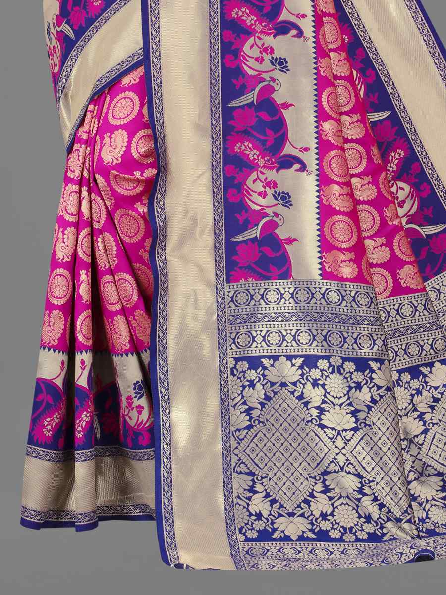 Multi Soft Lichi Silk Handwoven Wedding Festival Heavy Border Saree