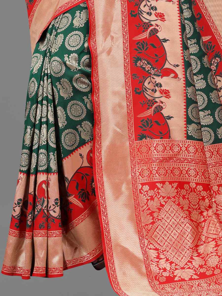 Multi Soft Lichi Silk Handwoven Wedding Festival Heavy Border Saree