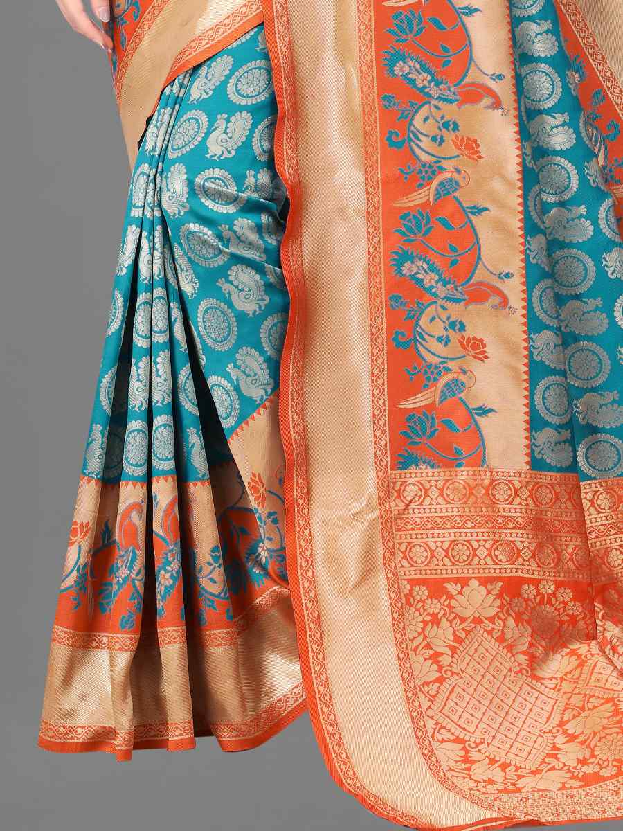 Multi Soft Lichi Silk Handwoven Wedding Festival Heavy Border Saree