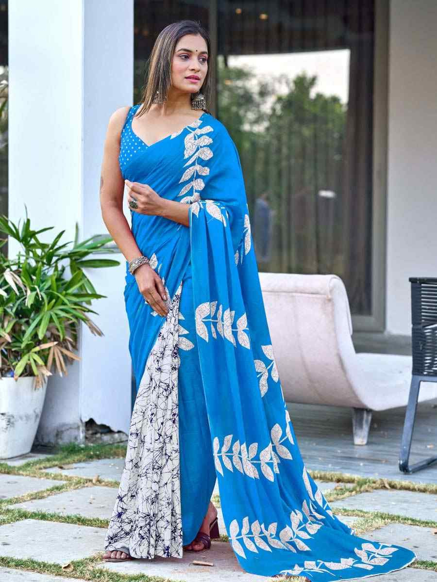 Multi Soft Pure Cotton Printed Party Reception Festival Wedding Fancy Classic Style Sarees