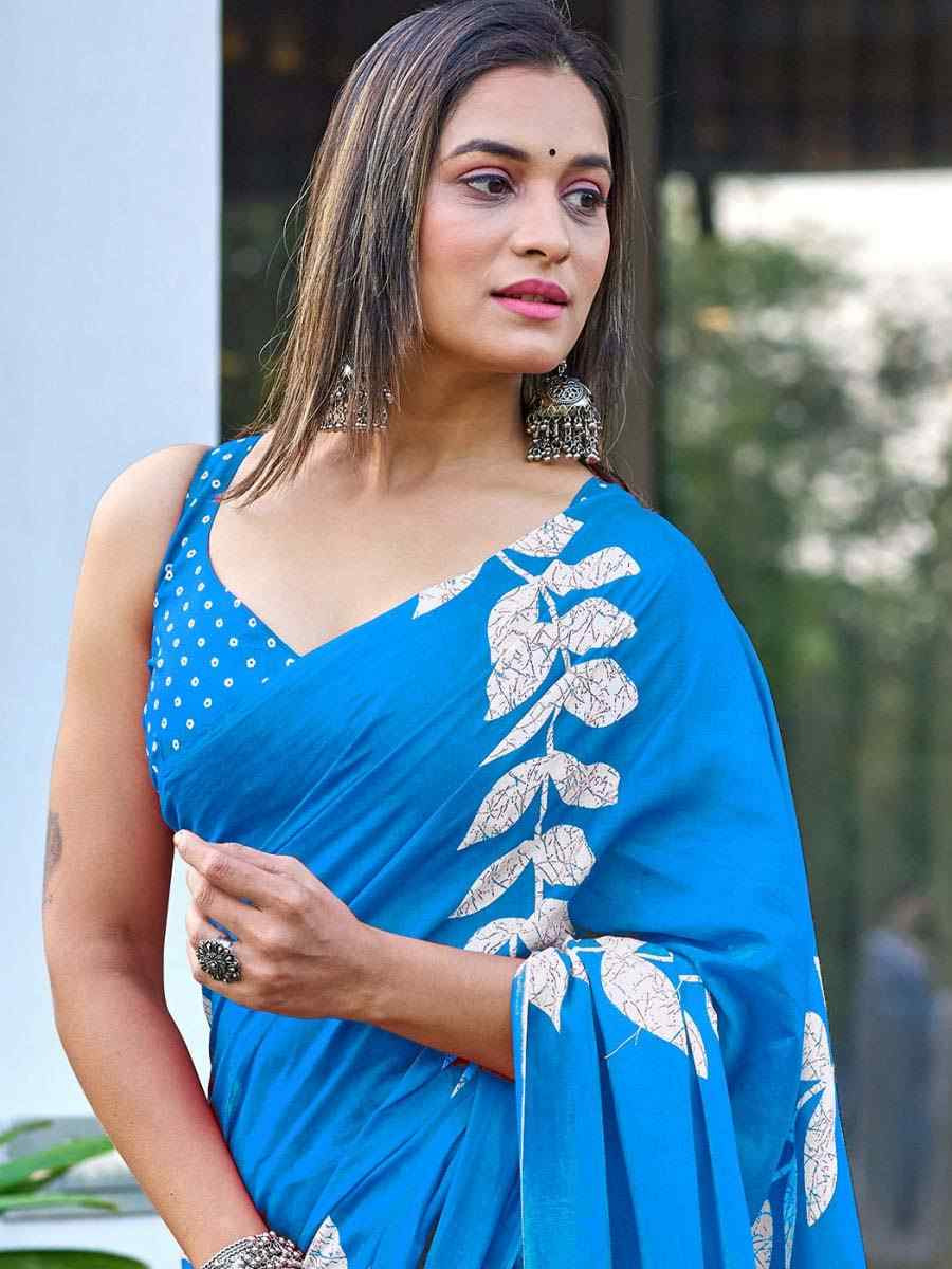 Multi Soft Pure Cotton Printed Party Reception Festival Wedding Fancy Classic Style Sarees