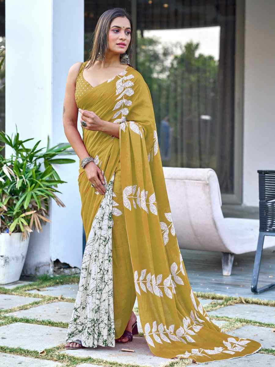 Multi Soft Pure Cotton Printed Party Reception Festival Wedding Fancy Classic Style Sarees