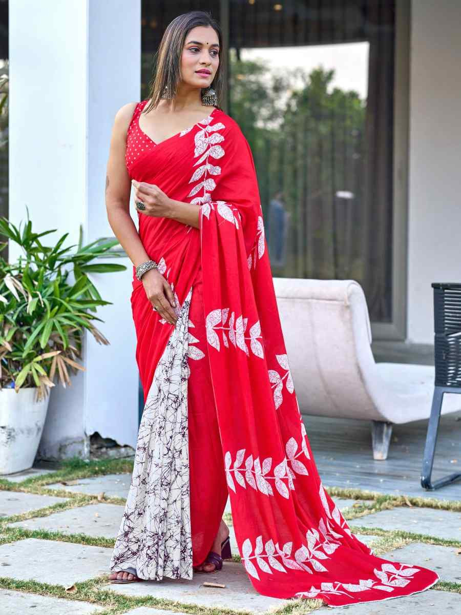 Multi Soft Pure Cotton Printed Party Reception Festival Wedding Fancy Classic Style Sarees
