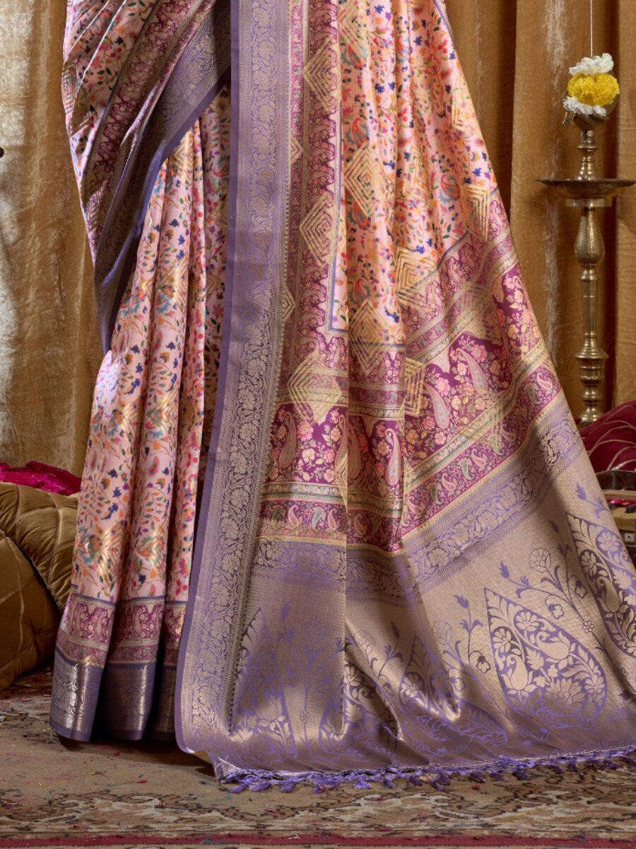 Multi Soft Silk Blend Printed Wedding Reception Party Festival Casual Heavy Border Sarees