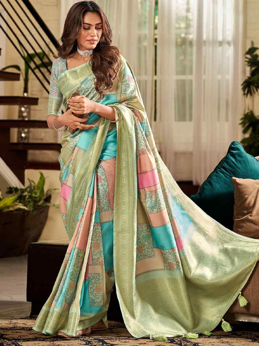 Multi Soft Silk Handwoven Festival Wedding Fancy Heavy Border Saree