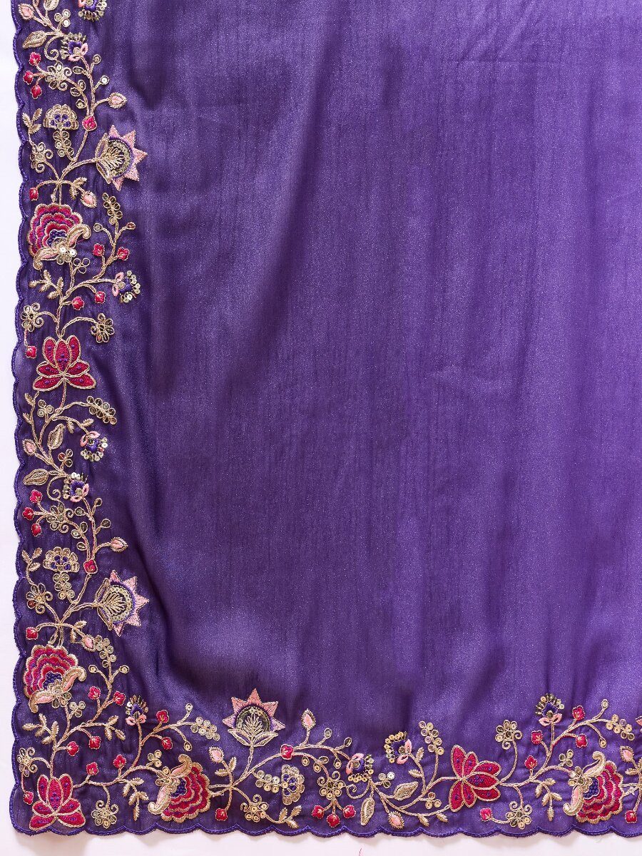 Multi Soft Star Georgette Embroidery Wedding Reception Party Casual Festival Heavy Border Sarees