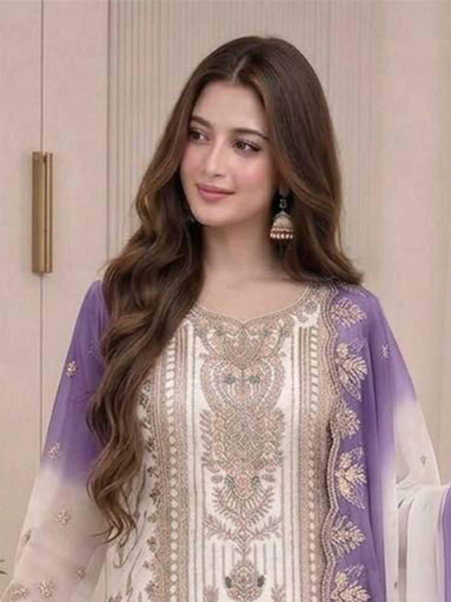 Multi Star Georgette Embroidery Zari Sequins Wedding Party Festival Casual Ready Palazzo Pant Salwar Kameez