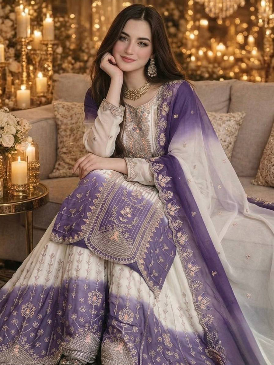 Multi Star Georgette Embroidery Zari Sequins Wedding Party Festival Casual Ready Palazzo Pant Salwar Kameez