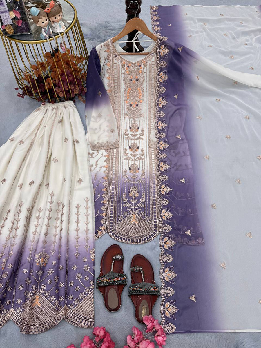 Multi Star Georgette Embroidery Zari Sequins Wedding Party Festival Casual Ready Palazzo Pant Salwar Kameez