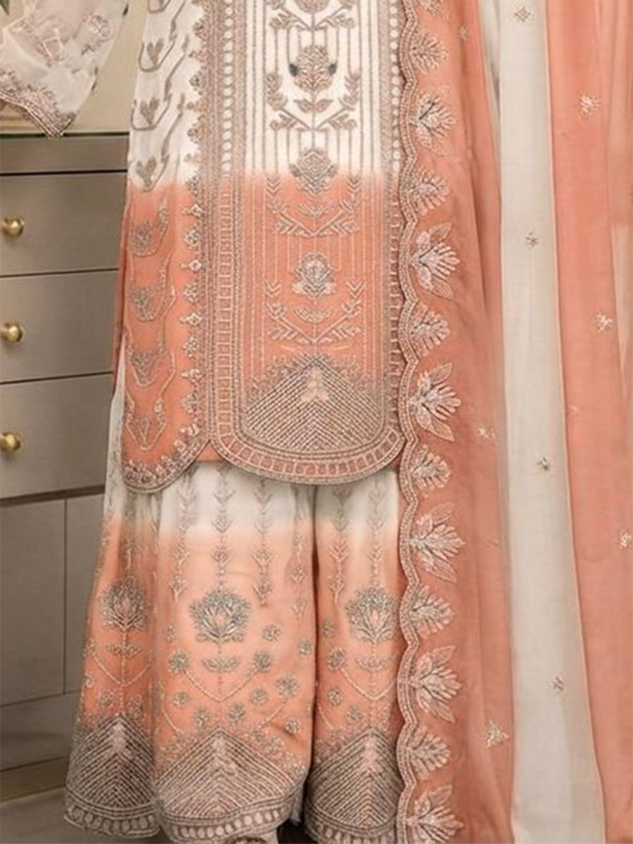 Multi Star Georgette Embroidery Zari Sequins Wedding Party Festival Casual Ready Palazzo Pant Salwar Kameez