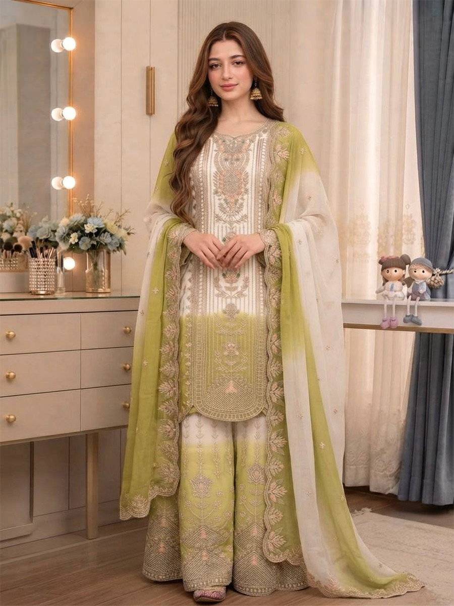 Multi Star Georgette Embroidery Zari Sequins Wedding Party Festival Casual Ready Palazzo Pant Salwar Kameez