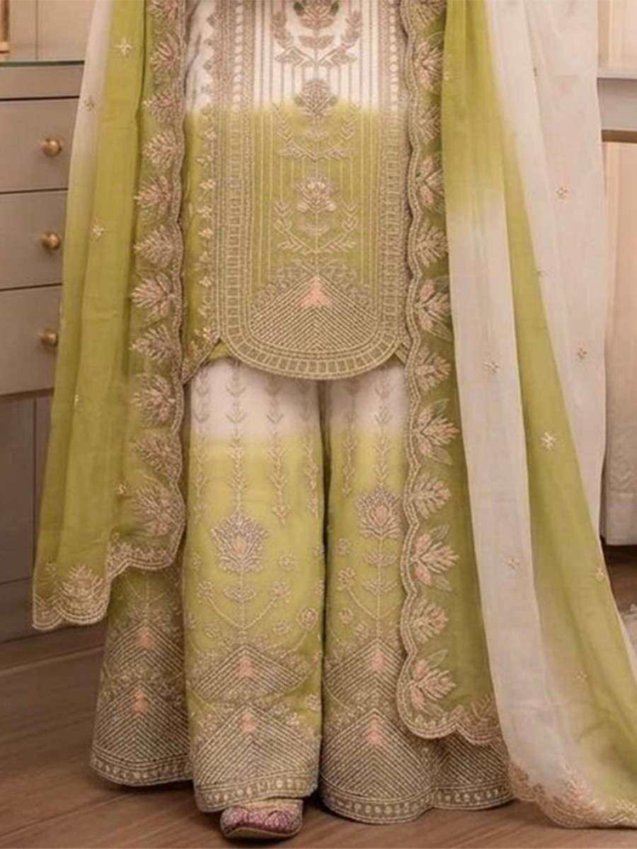 Multi Star Georgette Embroidery Zari Sequins Wedding Party Festival Casual Ready Palazzo Pant Salwar Kameez