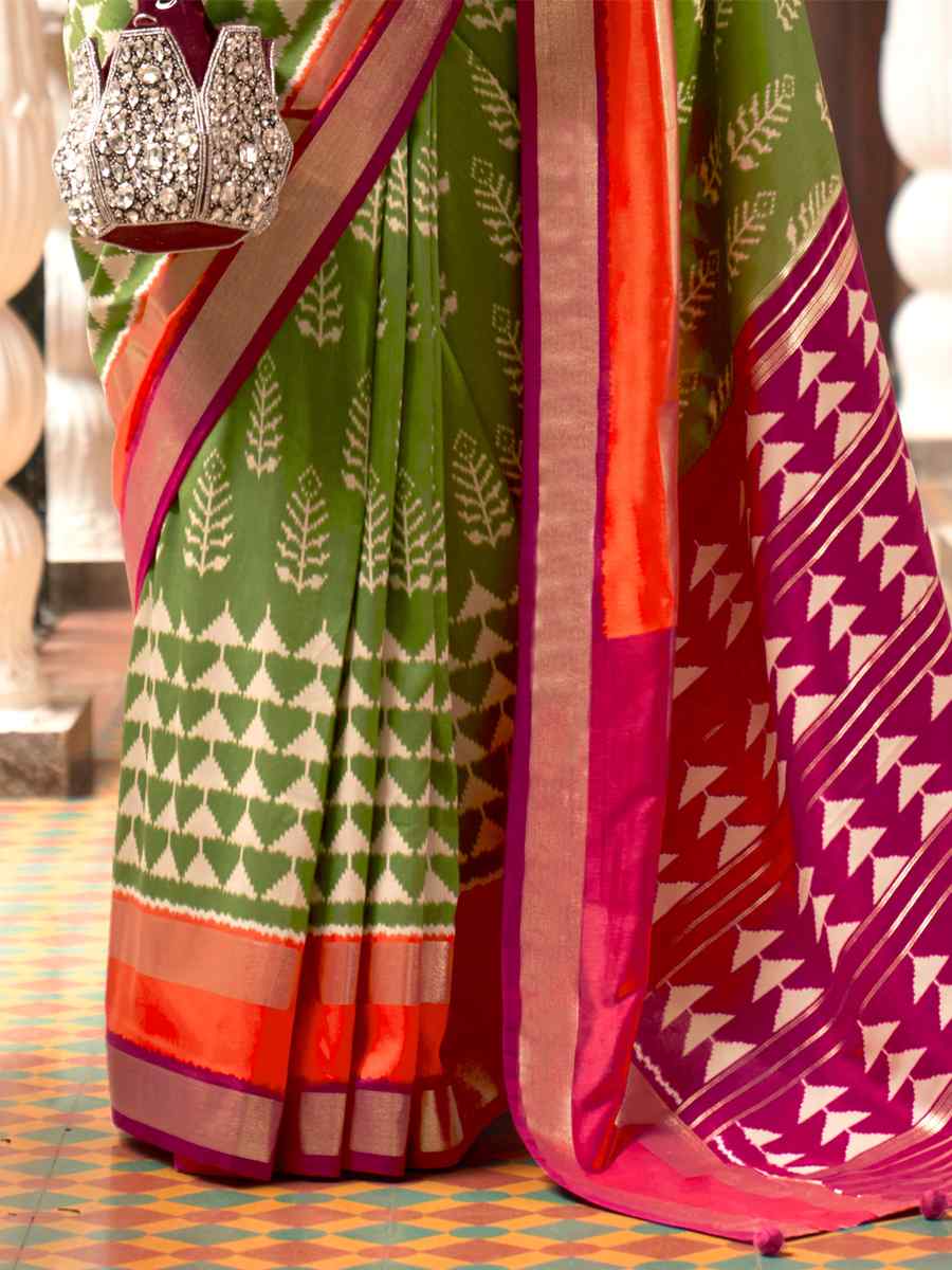 Multi Superior P V Silk Handwoven Wedding Festival Heavy Border Saree