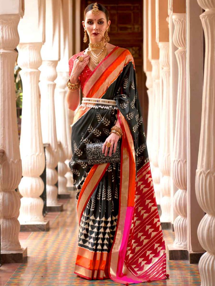 Multi Superior P V Silk Handwoven Wedding Festival Heavy Border Saree