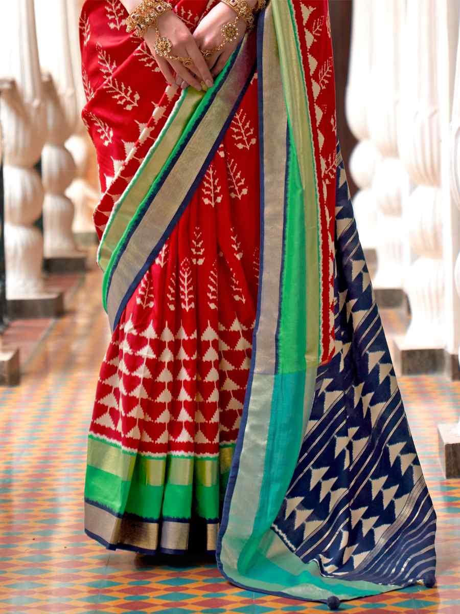 Multi Superior P V Silk Handwoven Wedding Festival Heavy Border Saree