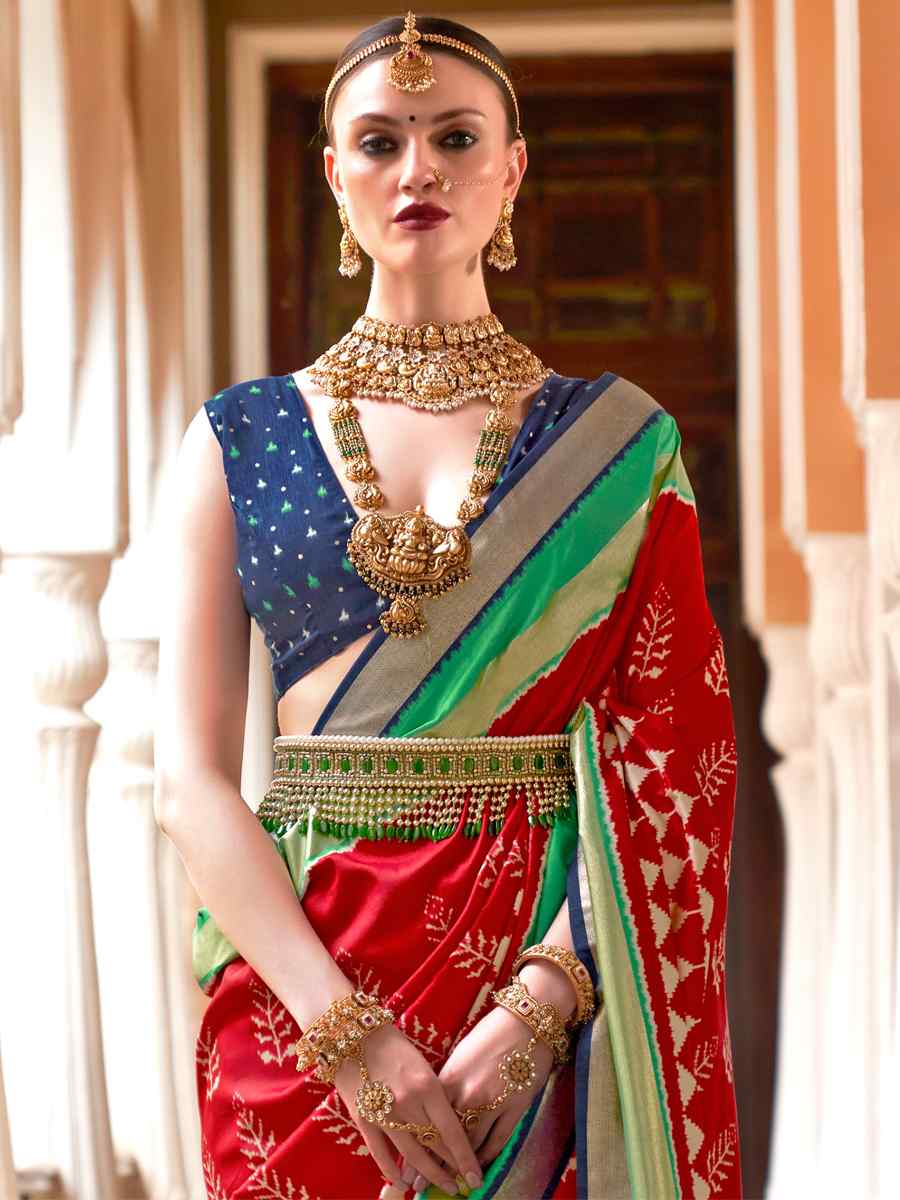 Multi Superior P V Silk Handwoven Wedding Festival Heavy Border Saree