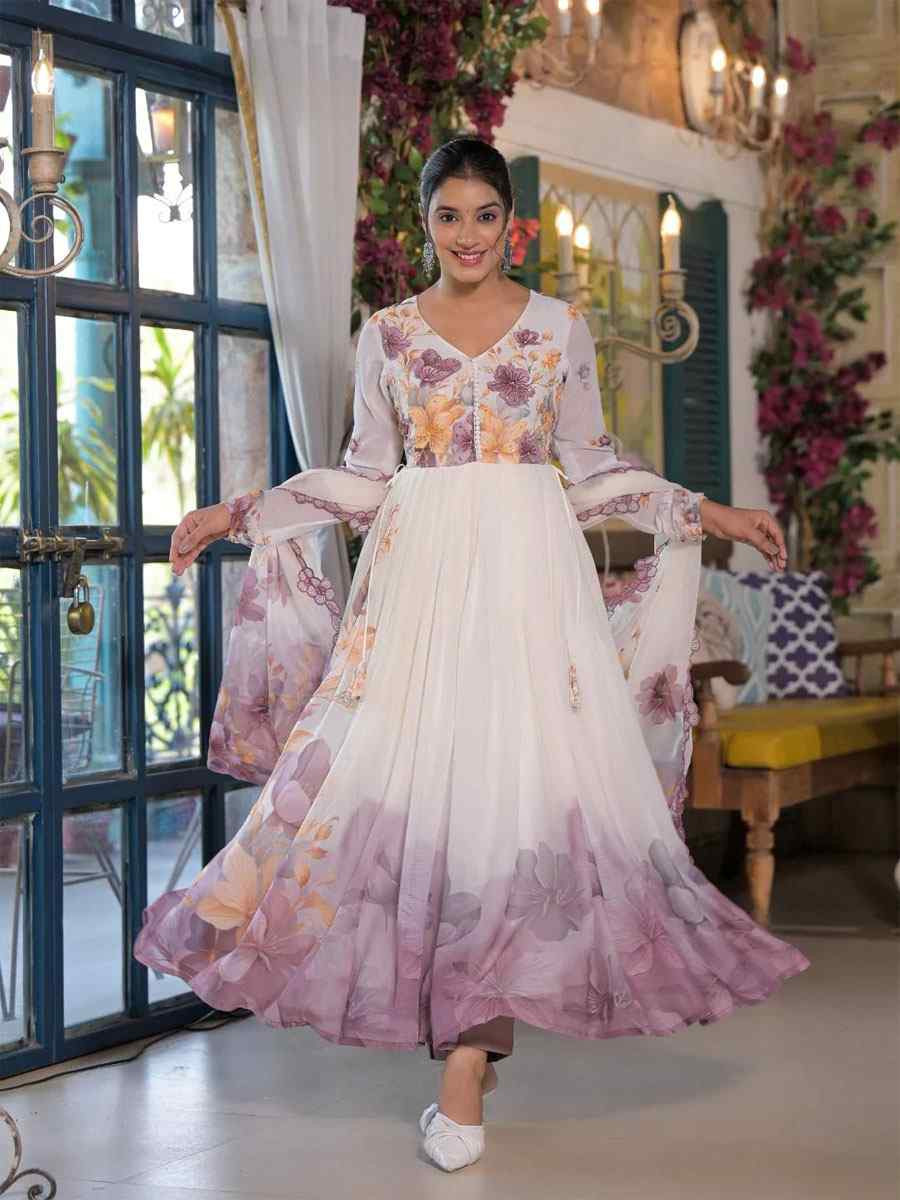 Multi Tabby Organza Printed Embroidery Party Wedding Festival Casual Ready Anarkali Salwar Kameez