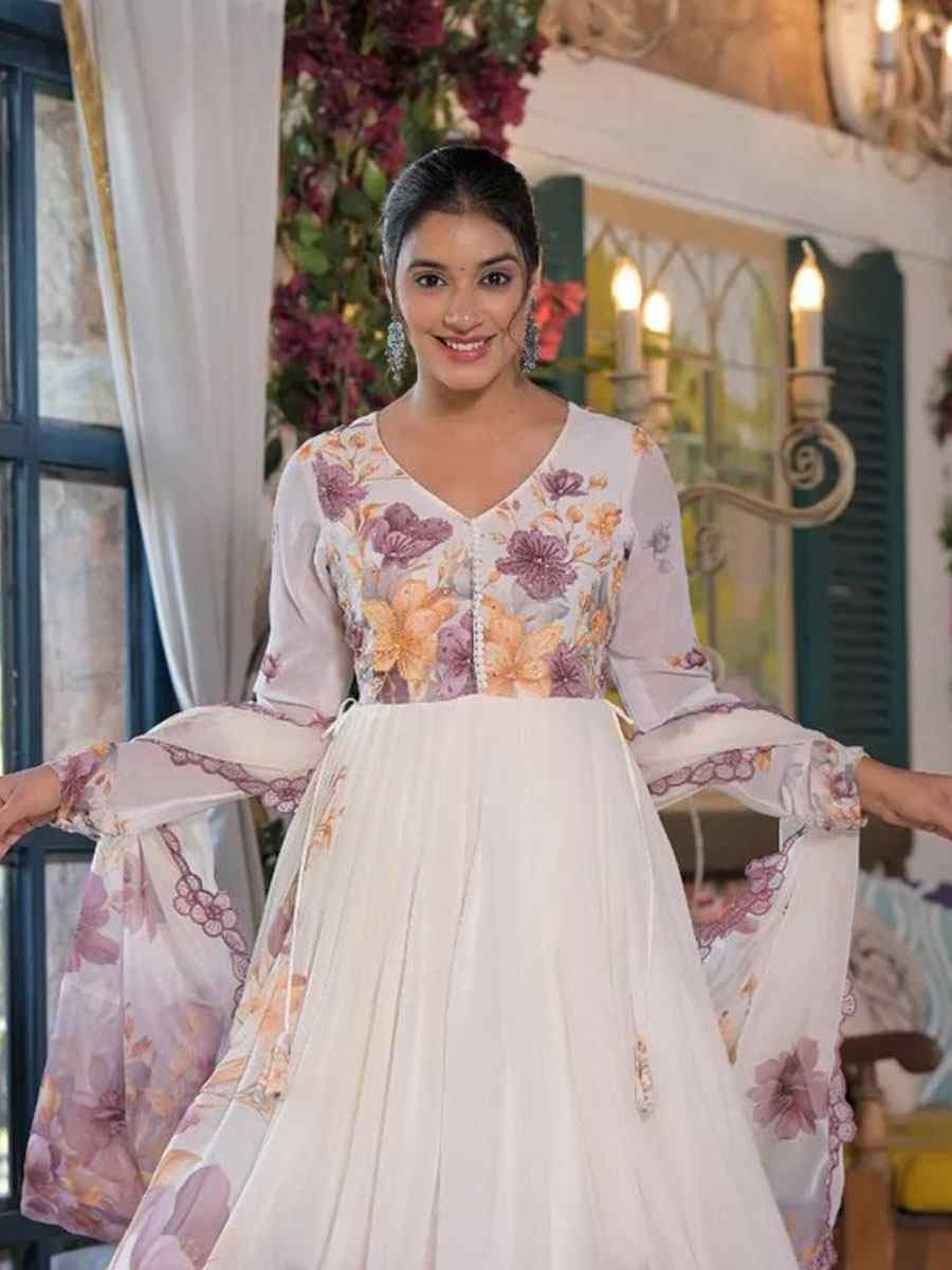 Multi Tabby Organza Printed Embroidery Party Wedding Festival Casual Ready Anarkali Salwar Kameez