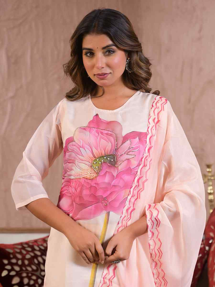 Multi Taby Silk Embroidered Festival Casual Ready Pant Salwar Kameez