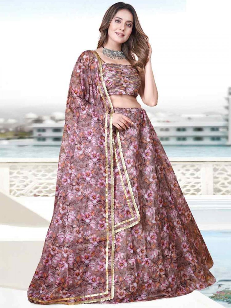 Multi Teby Organza Embroidered Festival Wedding Circular Lehenga Choli