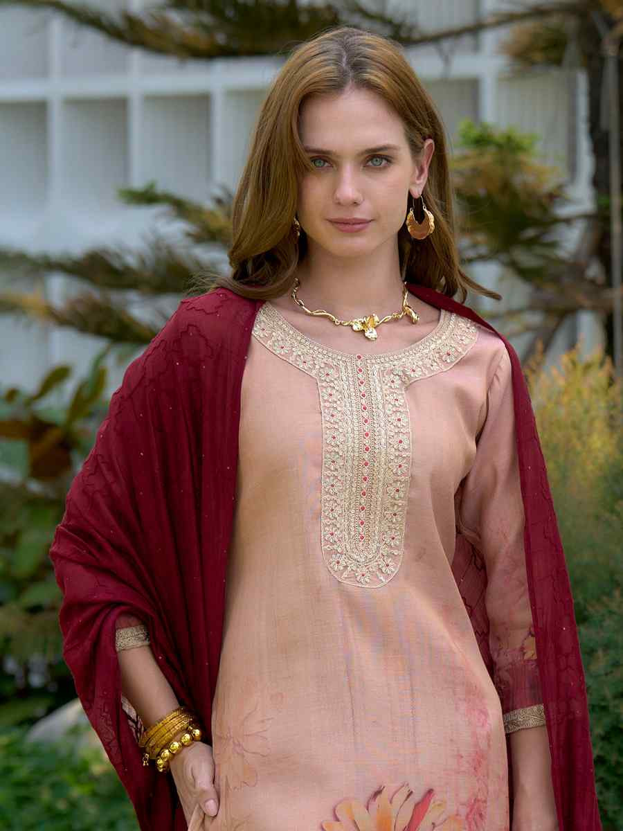 Multi Tissue Embroidered Party Wedding Ready Pant Salwar Kameez