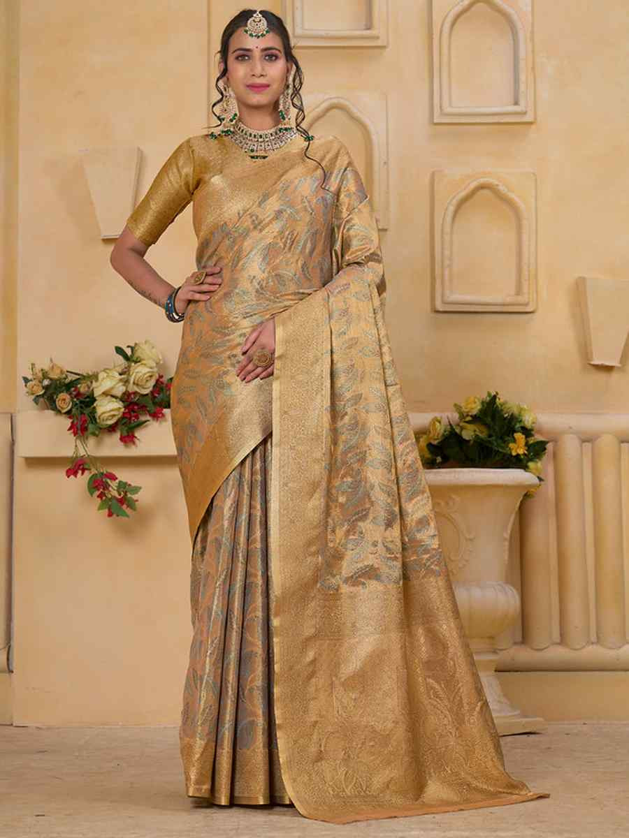 Multi Tissue Silk Handwoven Festival Wedding Fancy Heavy Border Saree
