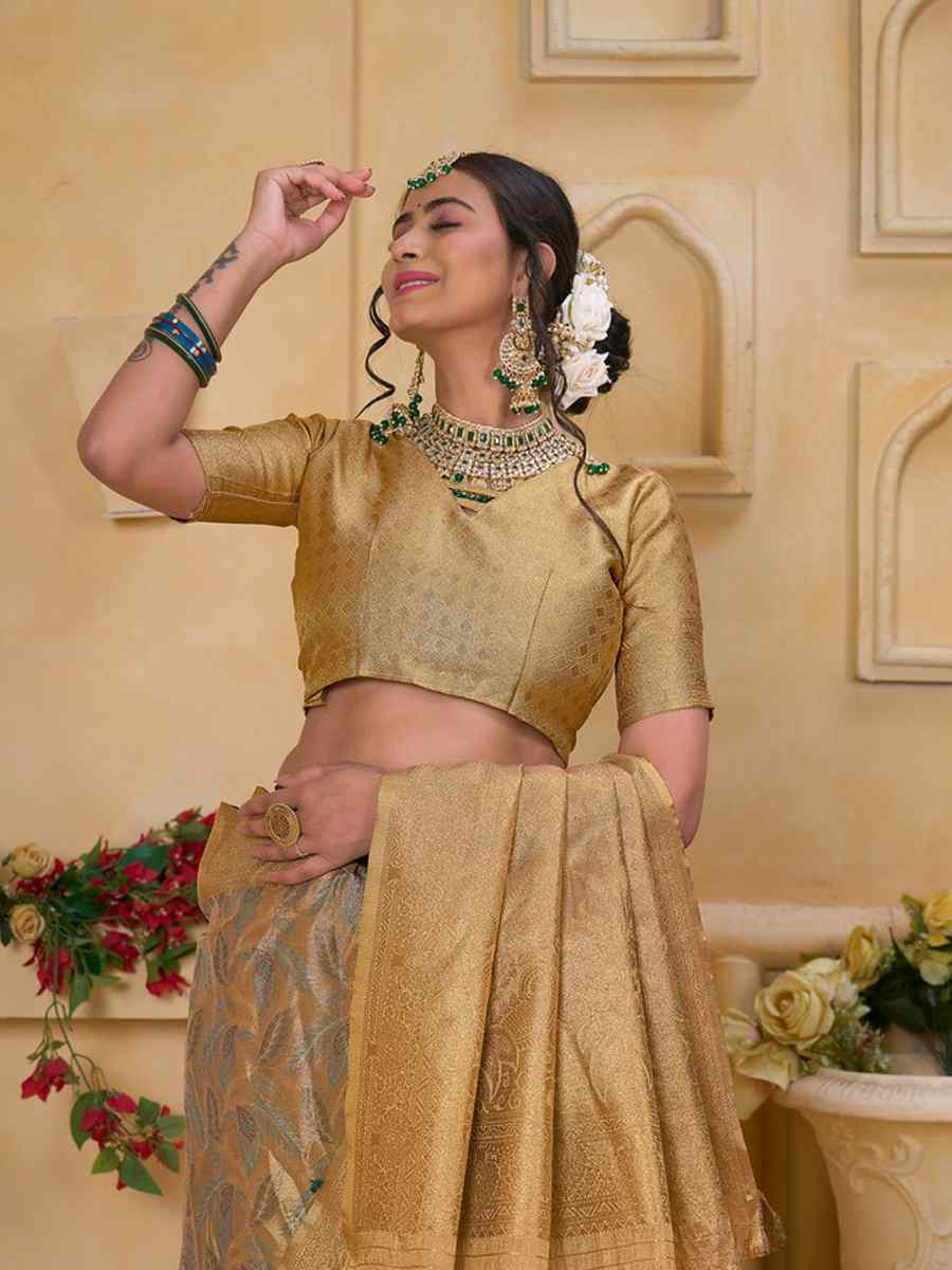 Multi Tissue Silk Handwoven Festival Wedding Fancy Heavy Border Saree