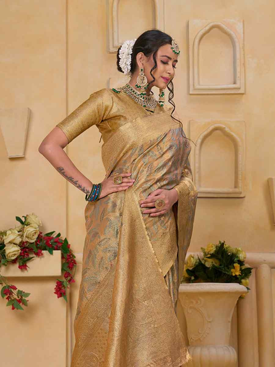 Multi Tissue Silk Handwoven Festival Wedding Fancy Heavy Border Saree