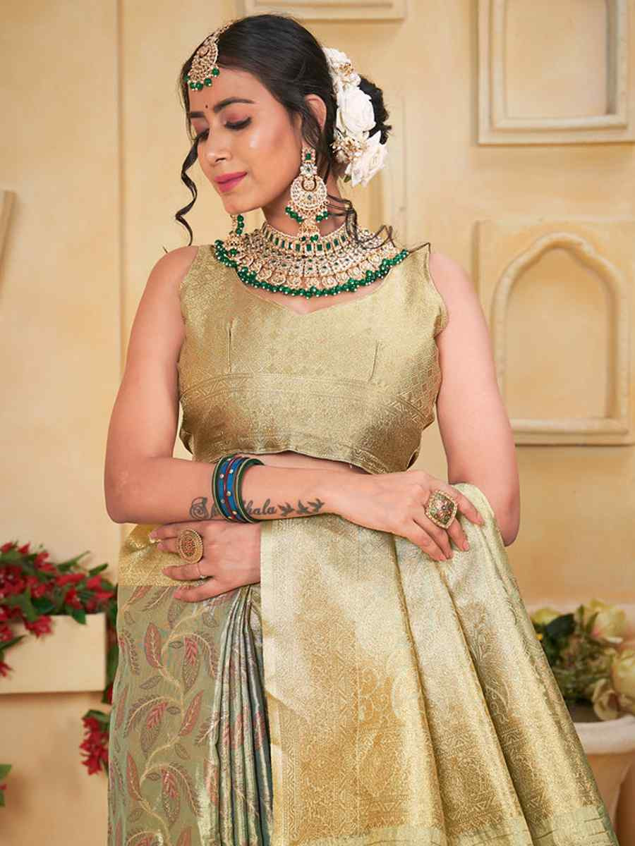 Multi Tissue Silk Handwoven Festival Wedding Fancy Heavy Border Saree