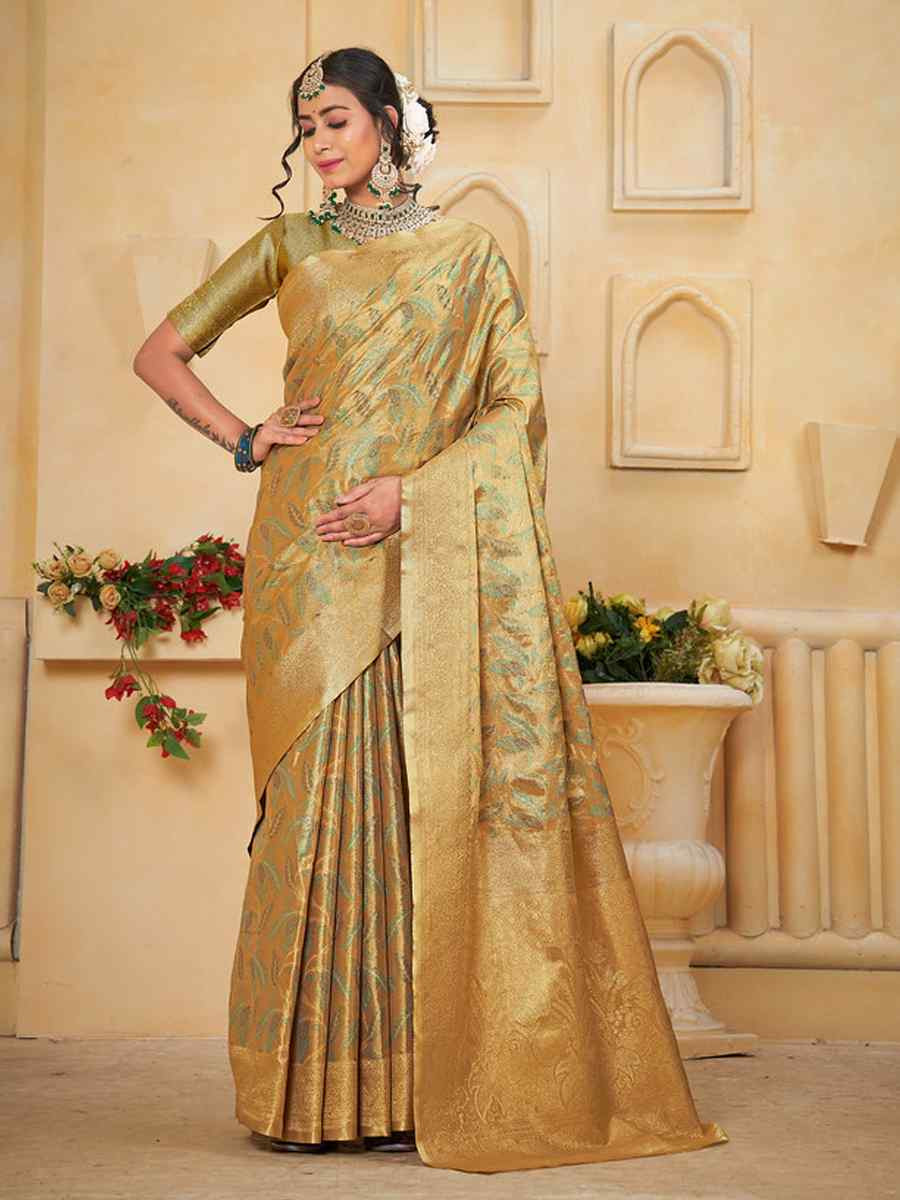 Multi Tissue Silk Handwoven Festival Wedding Fancy Heavy Border Saree