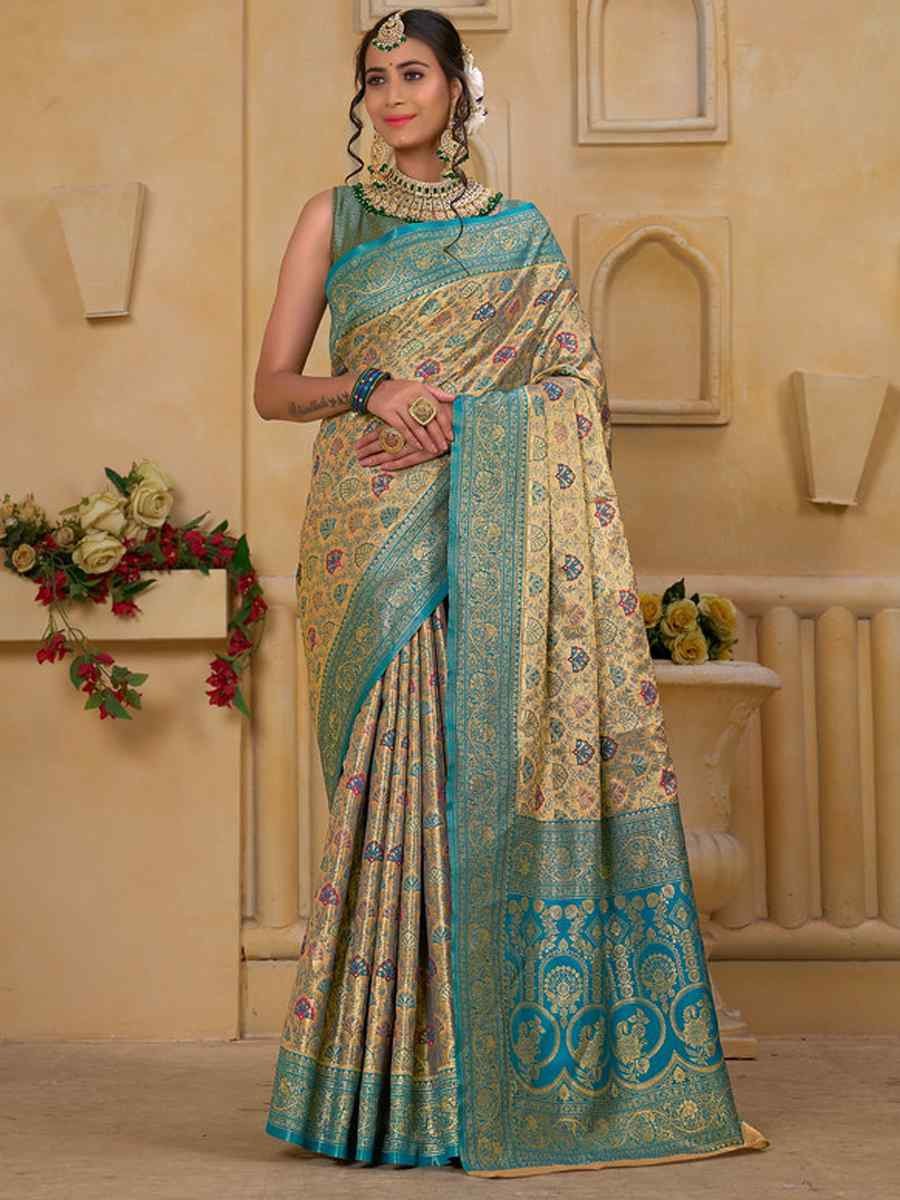 Multi Tissue Silk Handwoven Festival Wedding Fancy Heavy Border Saree