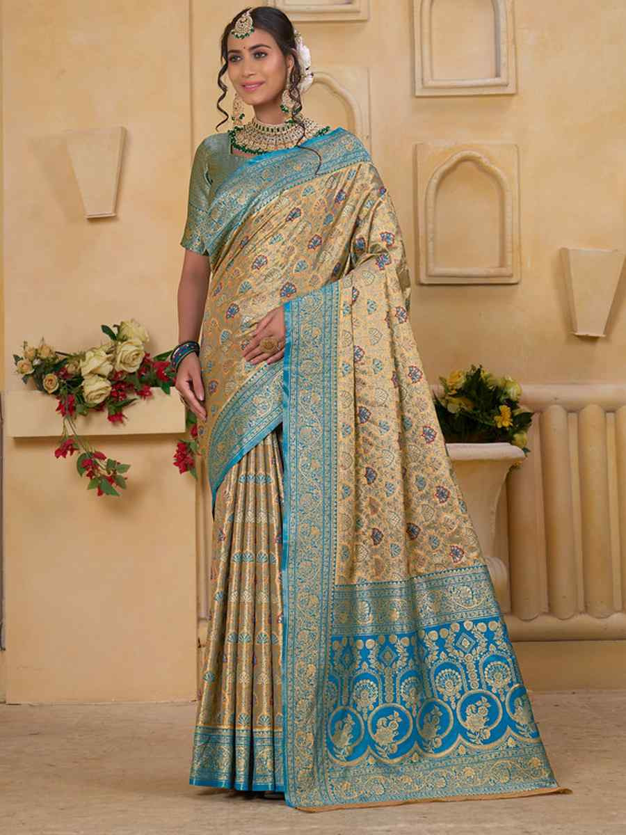 Multi Tissue Silk Handwoven Festival Wedding Fancy Heavy Border Saree