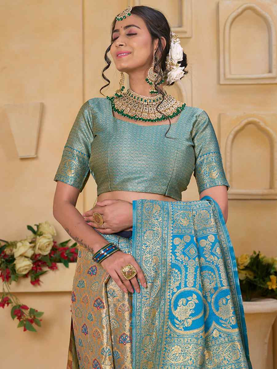 Multi Tissue Silk Handwoven Festival Wedding Fancy Heavy Border Saree