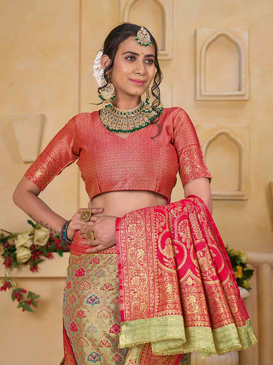 Multi Tissue Silk Handwoven Festival Wedding Fancy Heavy Border Saree