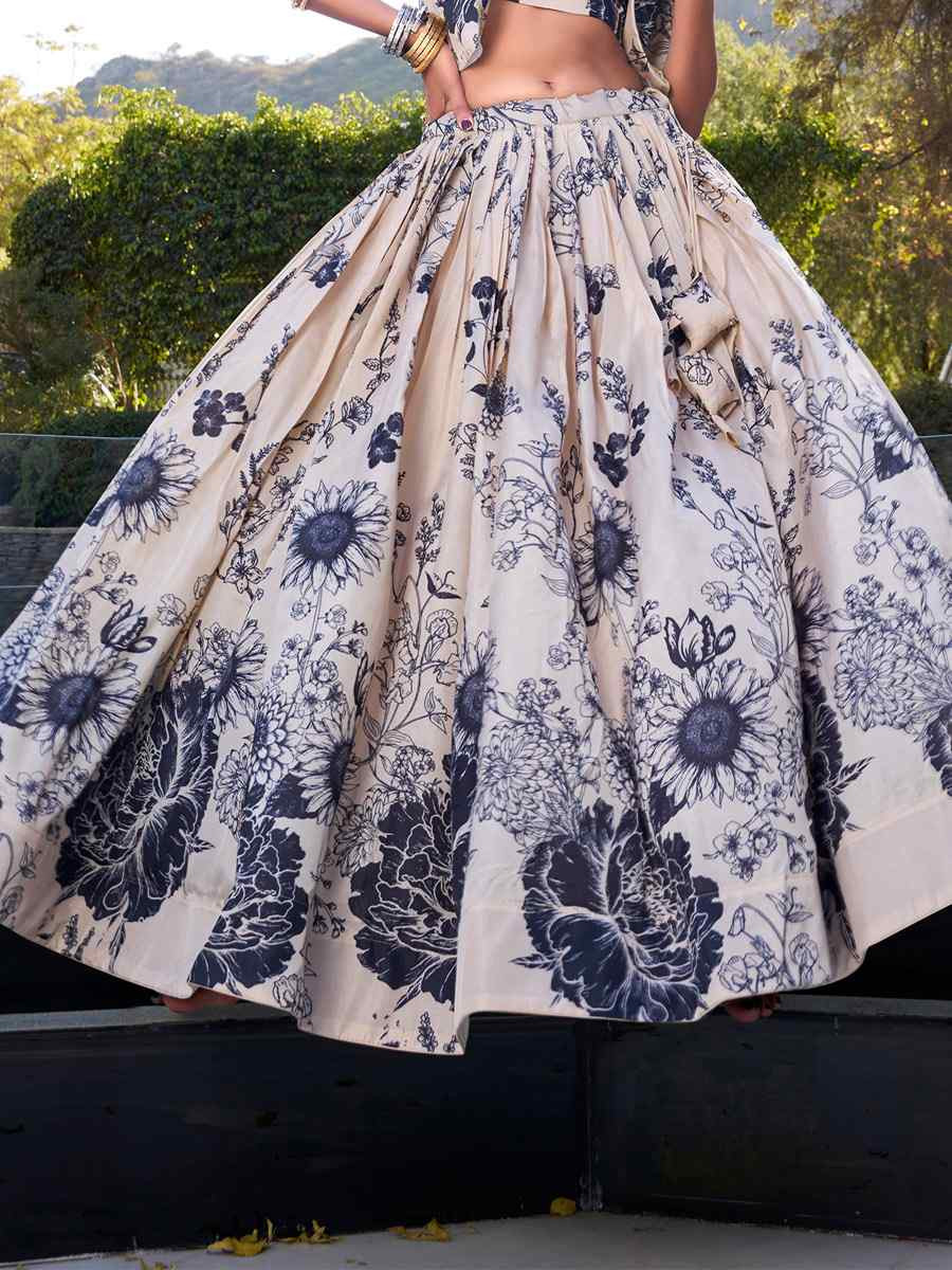 Multi Tussar Silk Embroidered Festival Wedding Jacket Lehenga Choli