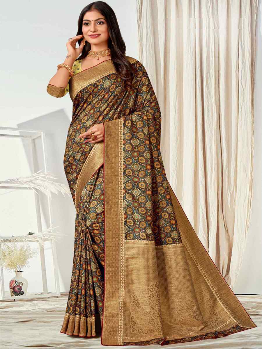 Multi Tussar Silk Printed Casual Festival Contemporary Saree