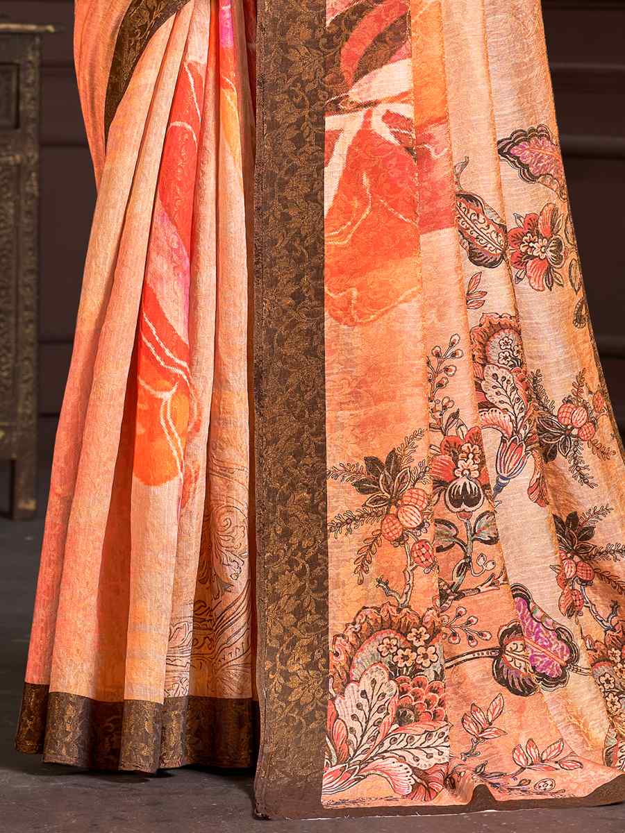 Multi Tussar Silk Printed Casual Festival Contemporary Saree