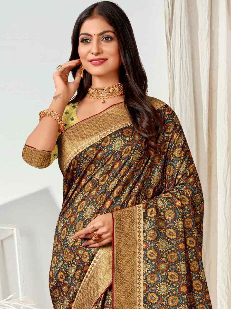 Multi Tussar Silk Printed Casual Festival Contemporary Saree