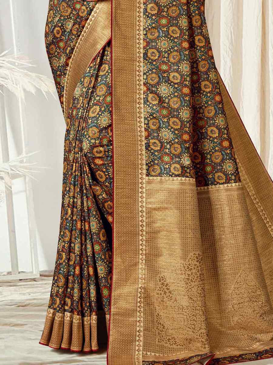 Multi Tussar Silk Printed Casual Festival Contemporary Saree