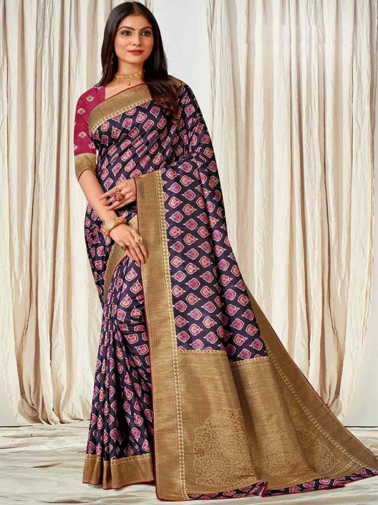 Multi Tussar Silk Printed Casual Festival Contemporary Saree