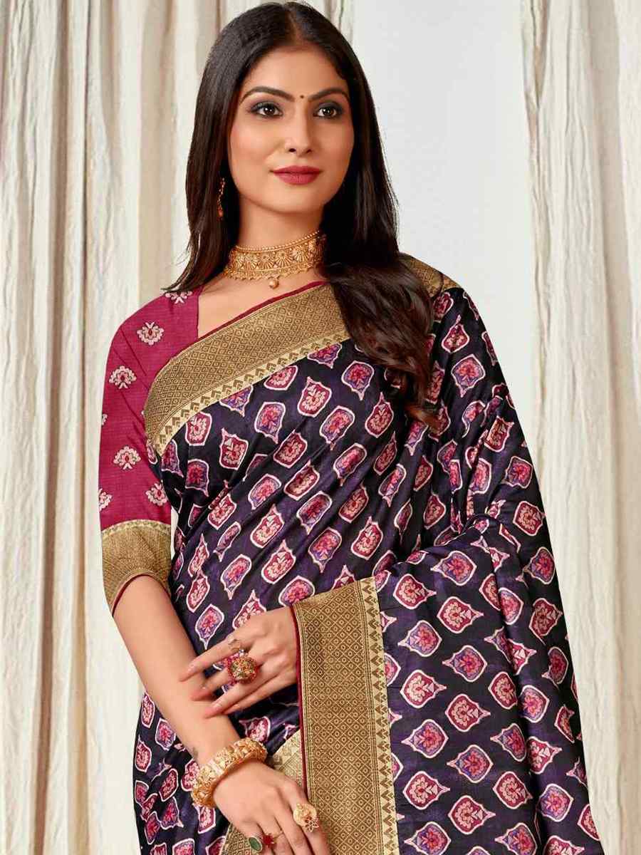 Multi Tussar Silk Printed Casual Festival Contemporary Saree