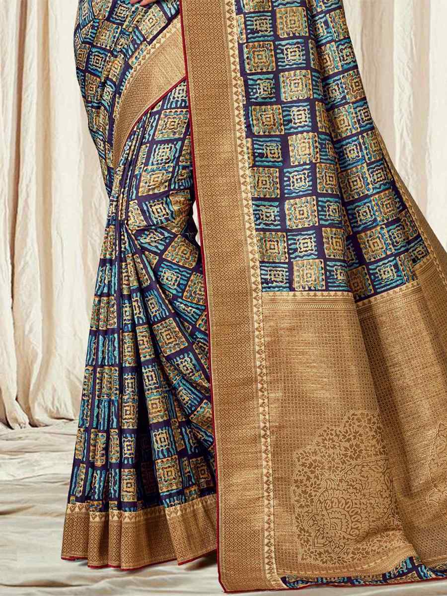 Multi Tussar Silk Printed Casual Festival Contemporary Saree