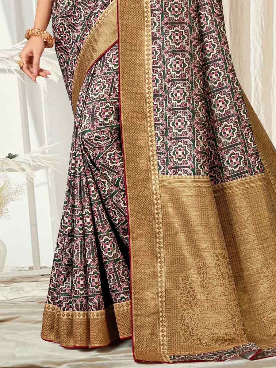 Multi Tussar Silk Printed Casual Festival Contemporary Saree