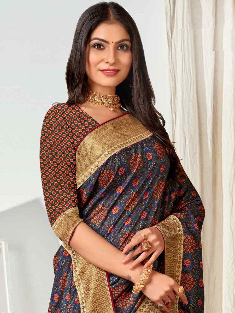 Multi Tussar Silk Printed Casual Festival Contemporary Saree